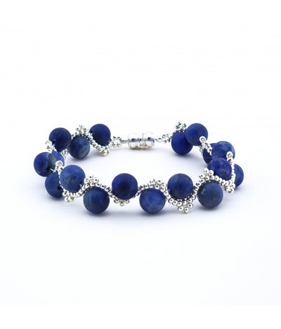 DURCHSETZUNGSKRAFT-Armband blauer Sodalith mit Karabinerhaken - Dianas Klosterlädchen