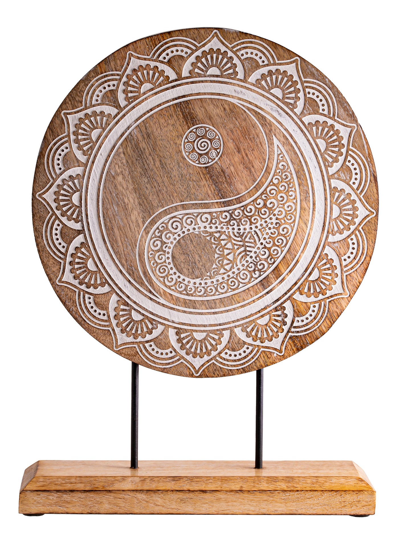 Energiebild YinYang aus Mangoholz mit Standfuß - Dianas Klosterlädchen
