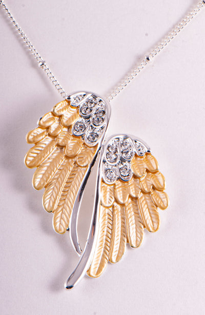 Engelsflügel, gold Anhänger mit 50 cm Kette - Dianas Klosterlädchen