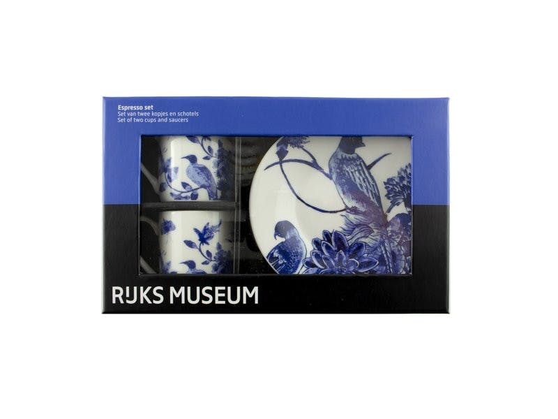 Espresso-Set (2 cups), Delft Blue Birds, Rijksmuseum