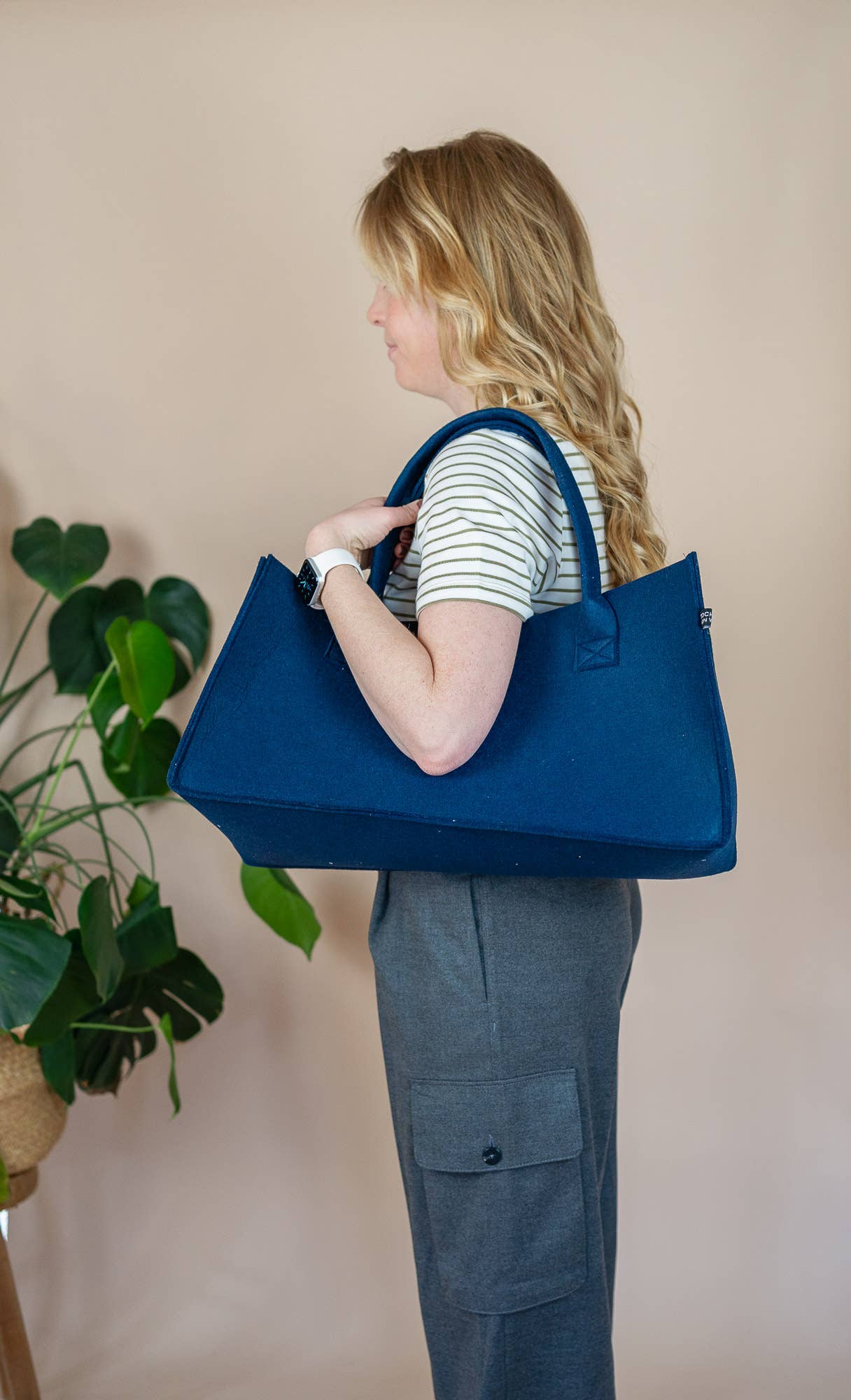 Filztasche grau, Shopper Filz, Filshopper, große Filztasche - Dianas Klosterlädchen
