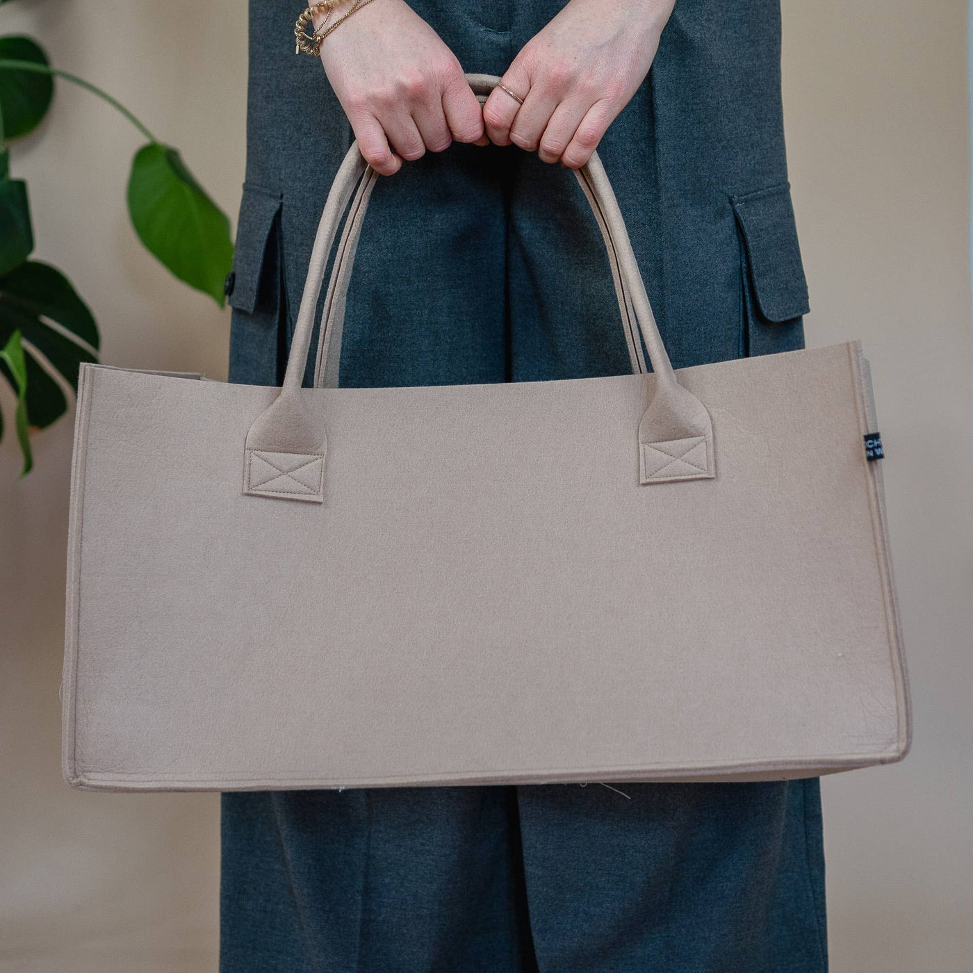 Filztasche grau, Shopper Filz, Filshopper, große Filztasche - Dianas Klosterlädchen