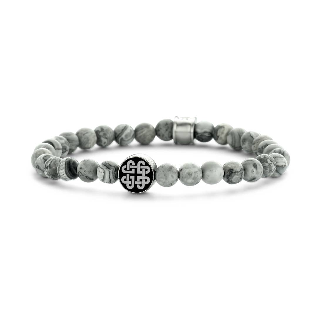 Frank 1967 - Perlenarmband mit mattem Kartenmotiv aus Stein - Dianas Klosterlädchen