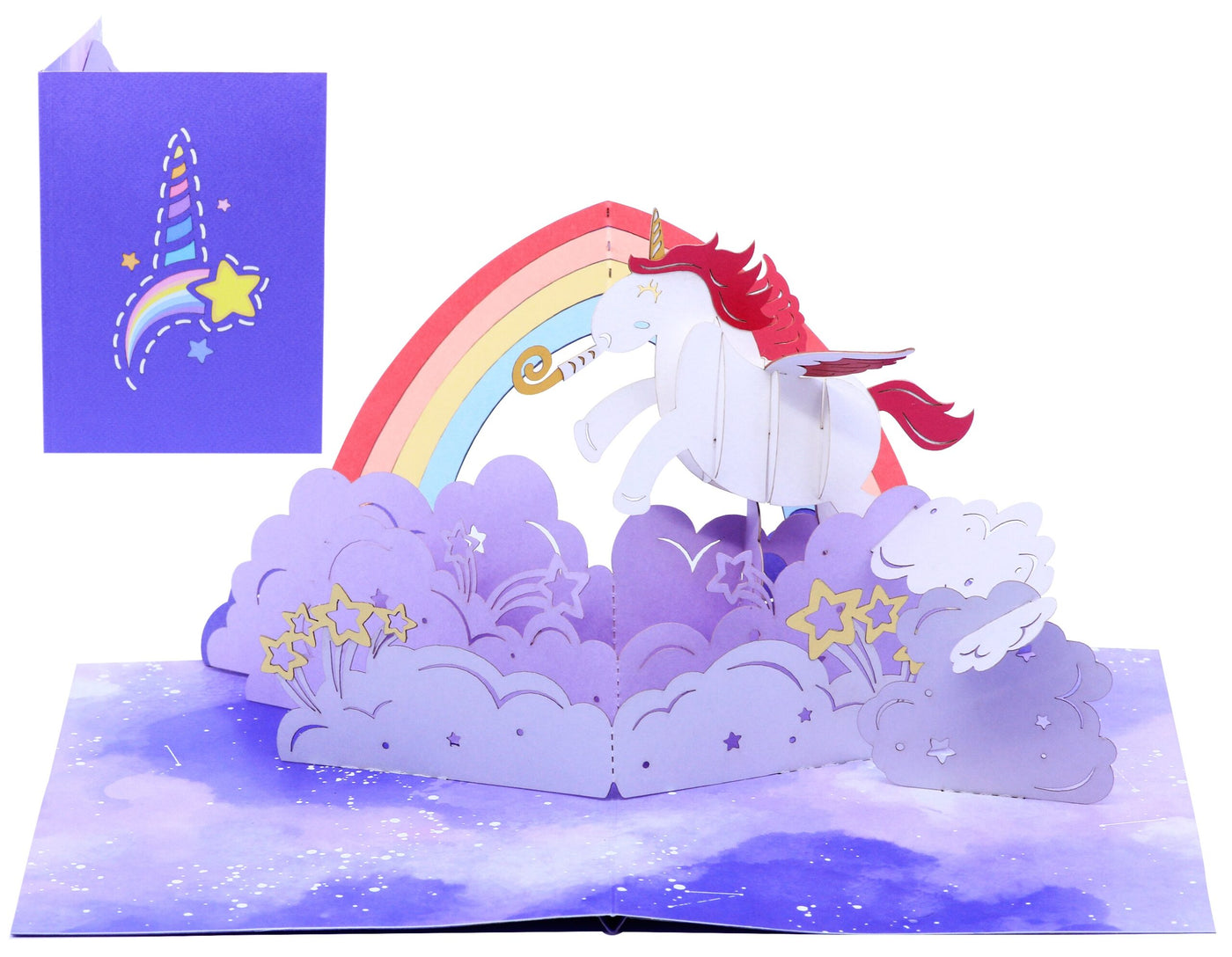 Fröhliches Einhorn Kirigamo (Pop-up) Klappkarte - Dianas Klosterlädchen