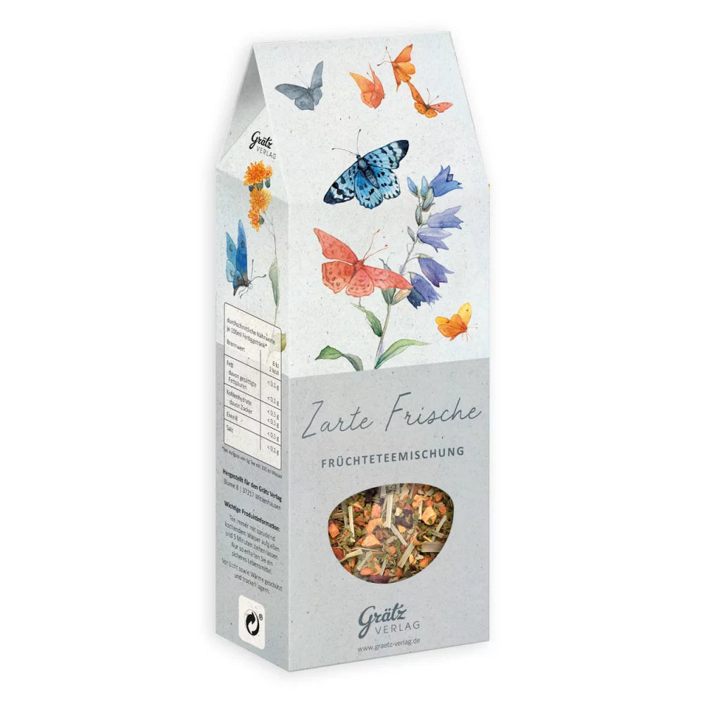 Früchtetee „Zarte Frische“ Motiv Schmetterlingswiese - Dianas Klosterlädchen