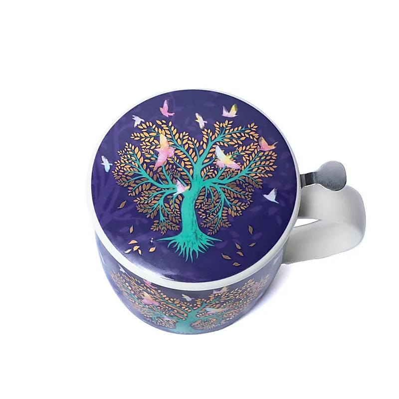 Geschenk-Set Teetasse mit Sieb Lovebirds - Dianas Klosterlädchen