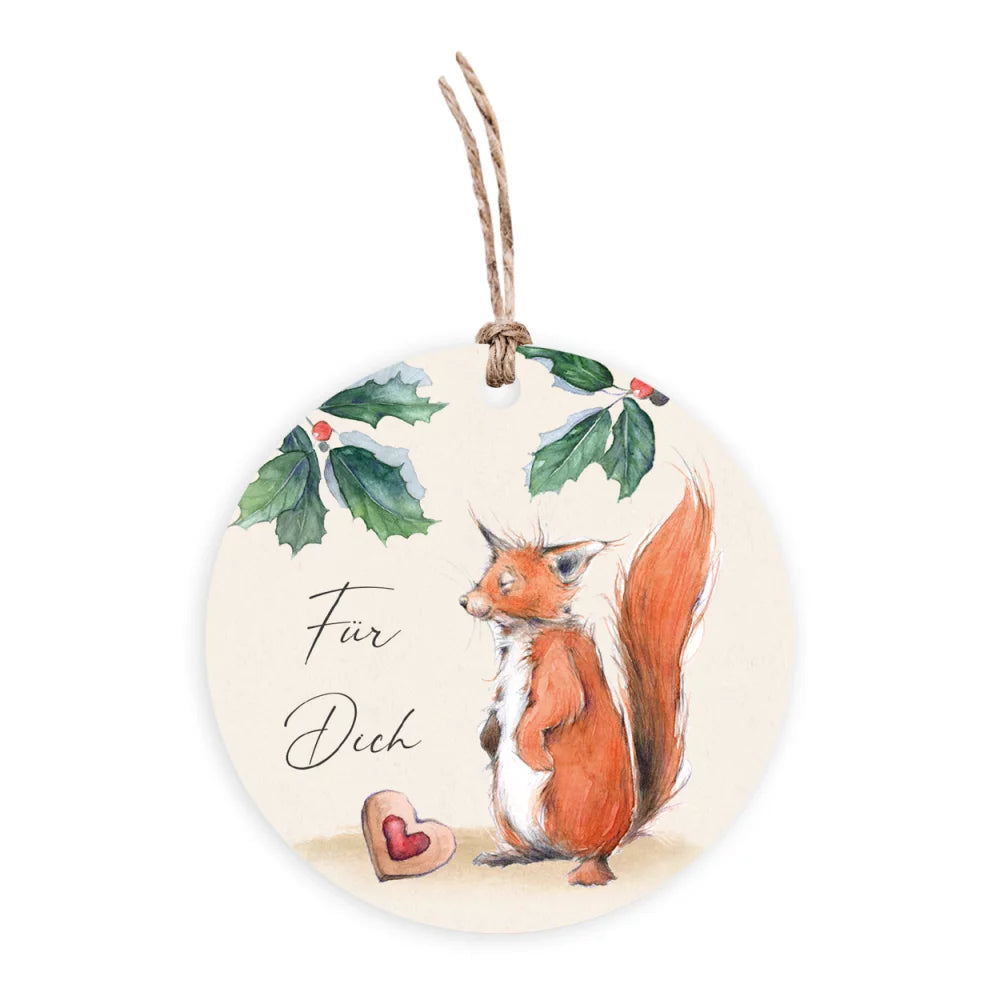 Geschenkanhänger Weihnachten mit Eichhörnchen