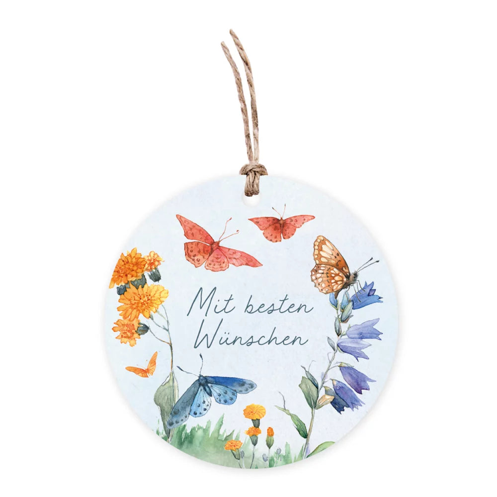 Geschenkanhänger mit Band Schmetterlingswiese Geburtstag - Dianas Klosterlädchen