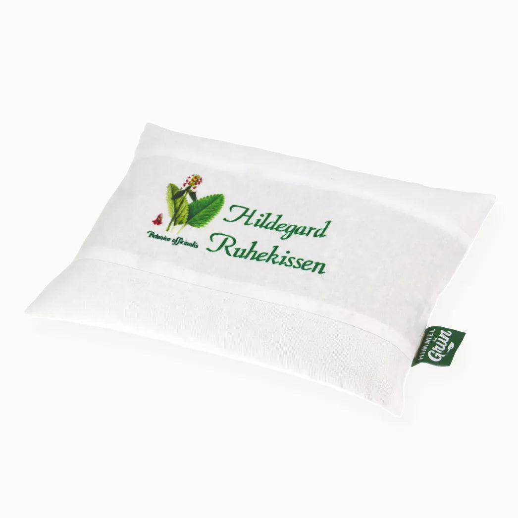 Hildegard Betonika Dinkel Ruhekissen Natur weiß mit Blumenmuster - Dianas Klosterlädchen