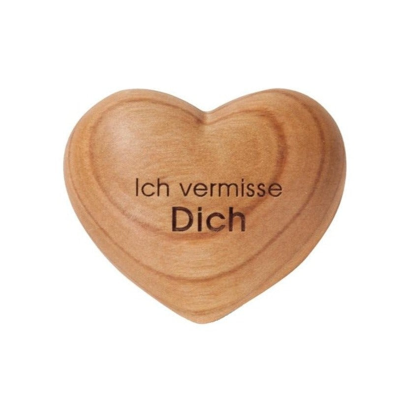 "Ich vermisse dich!" Herz mit Gravur aus Holz - Dianas Klosterlädchen