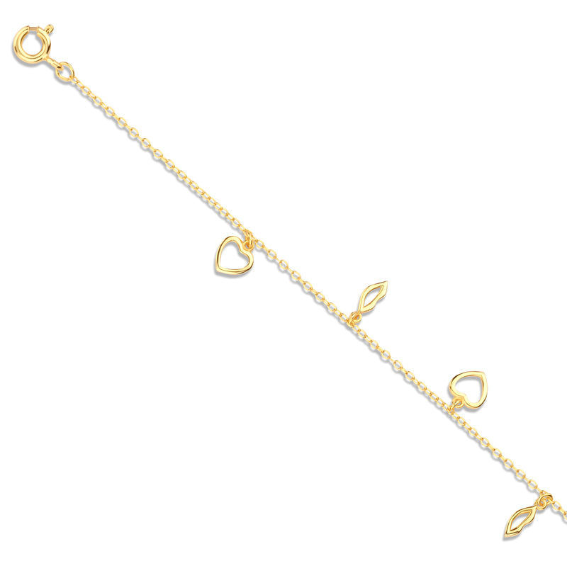 Armband Herzen / Lippen 16+3cm Silber