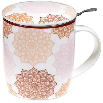 Geschenk-Set Teetasse mit Sieb Mandala rosa - Dianas Klosterlädchen