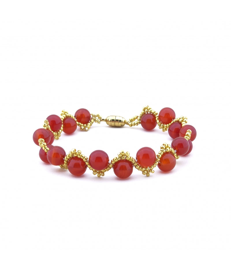 INNERE ERKENNTNIS - Armband Karneol gold mit Karabinerhaken - Dianas Klosterlädchen
