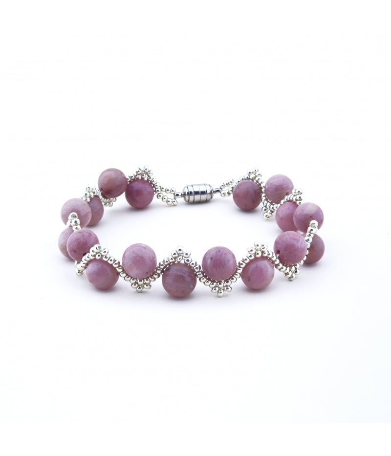 INNERE RUHE - Rhodonit Armband silber mit Karabinerhaken - Dianas Klosterlädchen
