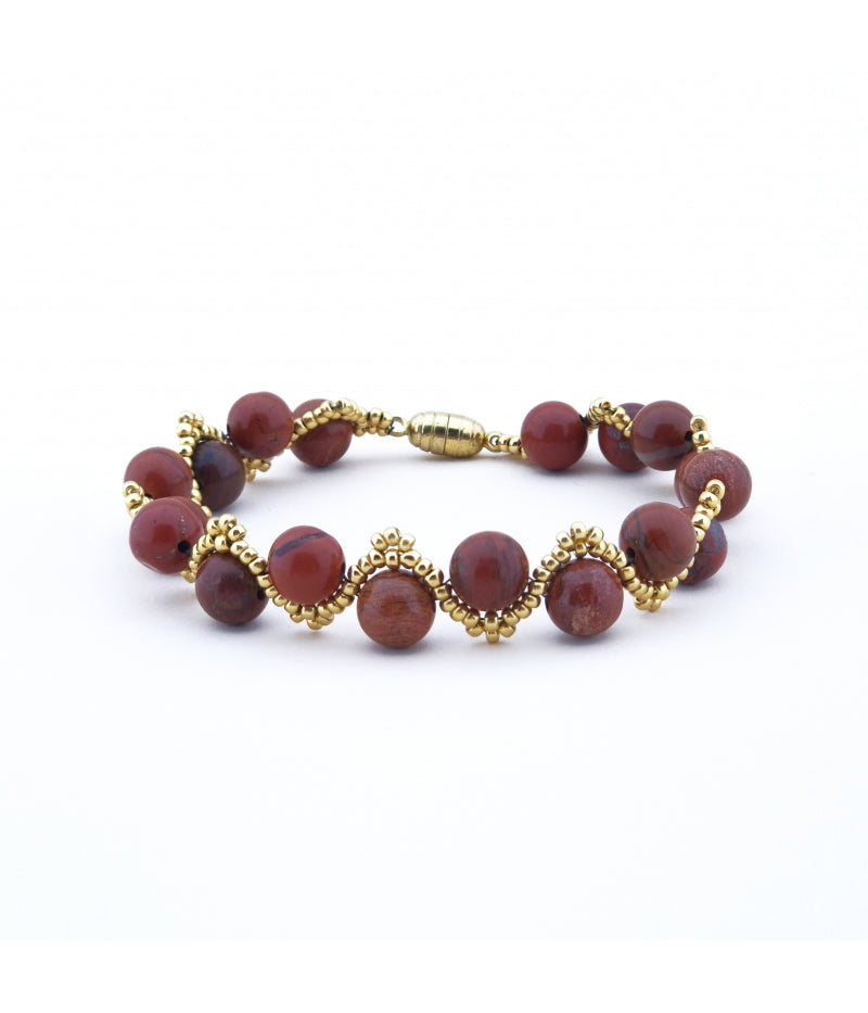 INNERE STÄRKE - Armband roter Jaspis gold mit Karabinerhaken - Dianas Klosterlädchen
