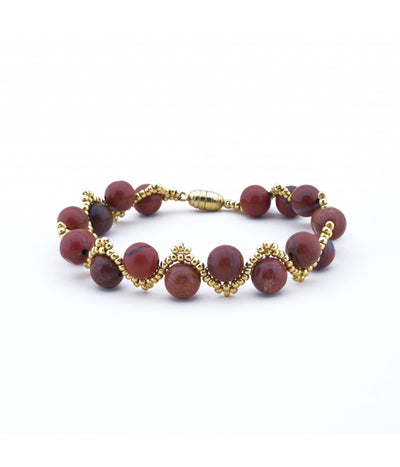 INNERE STÄRKE - Armband roter Jaspis gold mit Karabinerhaken - Dianas Klosterlädchen