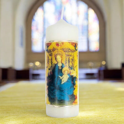 Kerze - Die Muttergottes in der Rosenlaube. - Dianas Klosterlädchen