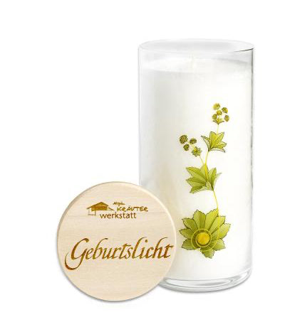 Kerze „Geburtslicht 1“ mit Karte - Dianas Klosterlädchen