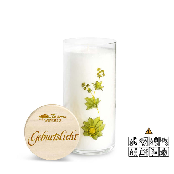 Kerze „Geburtslicht 1“ mit Karte - Dianas Klosterlädchen