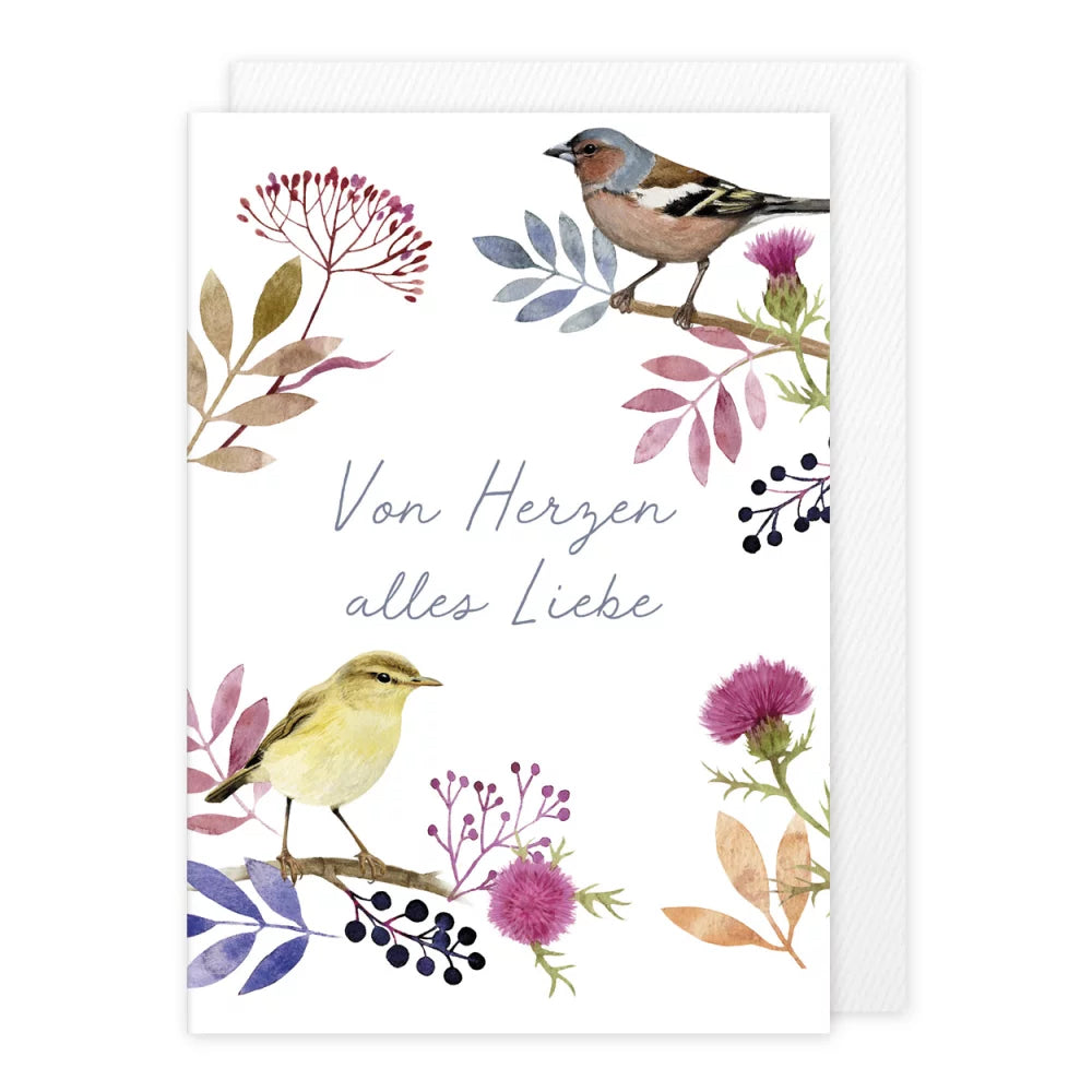 Klappkarte Blätterrauschen Von Herzen alles Liebe - Dianas Klosterlädchen