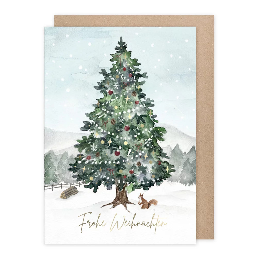 Klappkarte Tannenbaum mit Eichhörnchen