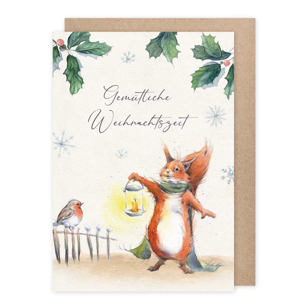 Klappkarte Weihnachten mit Eichhörnchen