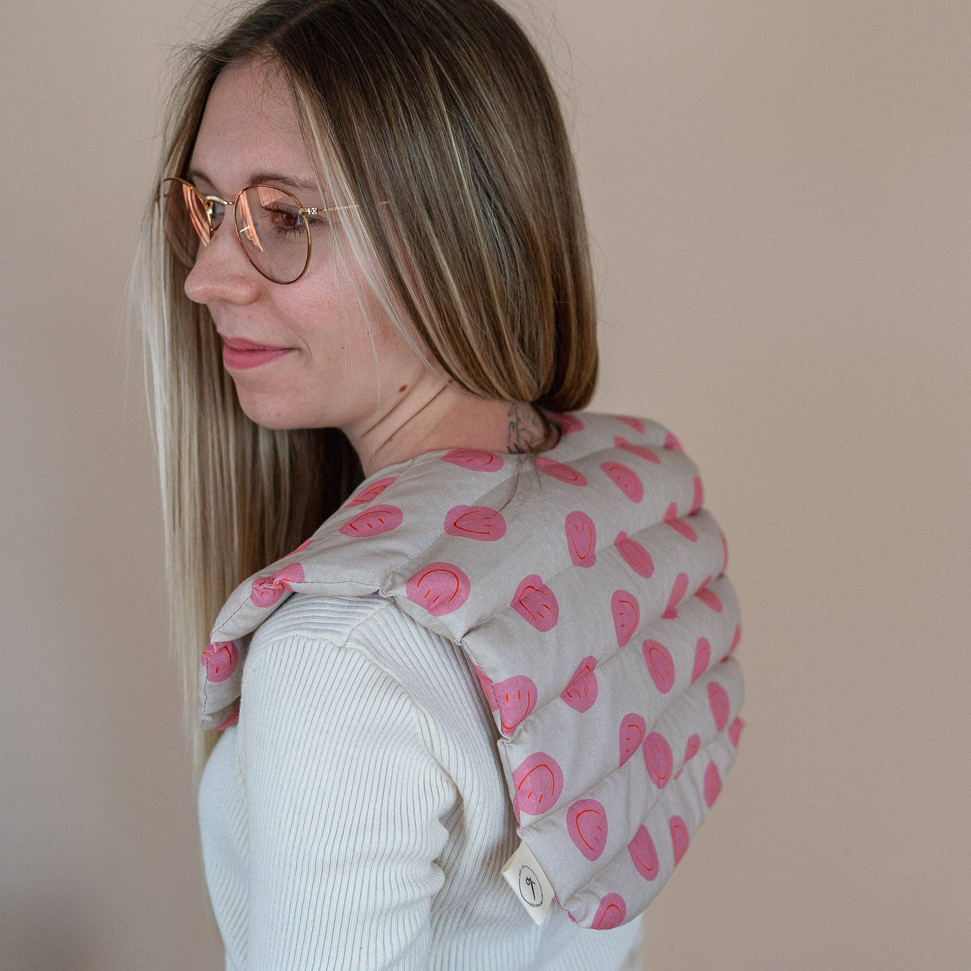 Körnerkissen Bio Dinkel für Nacken -Nackenkissen Smiley Pink - Dianas Klosterlädchen