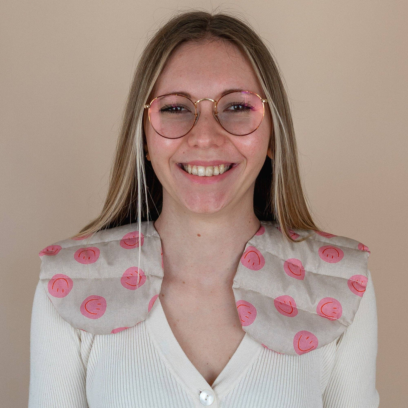 Körnerkissen Bio Dinkel für Nacken -Nackenkissen Smiley Pink - Dianas Klosterlädchen