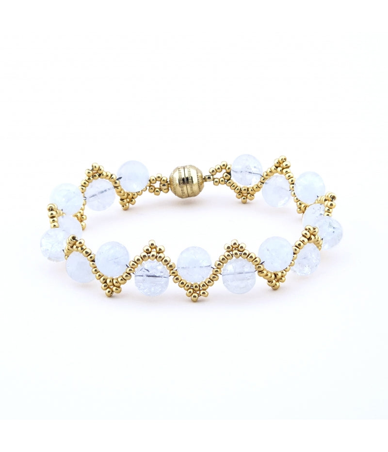 KRAFT DER MITTE - Armband Bergkristall gold mit Karabinerhaken - Dianas Klosterlädchen