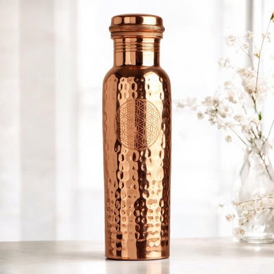 Kupferflasche | Trinkflasche mit der Blume des Lebens 650ml - Dianas Klosterlädchen