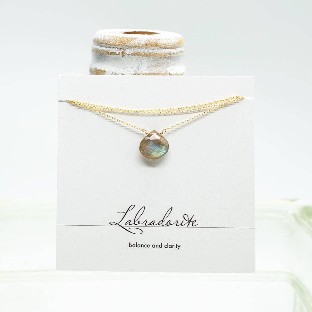 Labradorit Herz-Halskette gold - Dianas Klosterlädchen