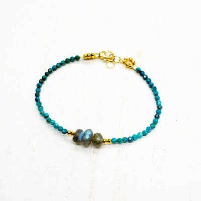 Labradorit und Chrysokoll Trio Luna Armband - Dianas Klosterlädchen