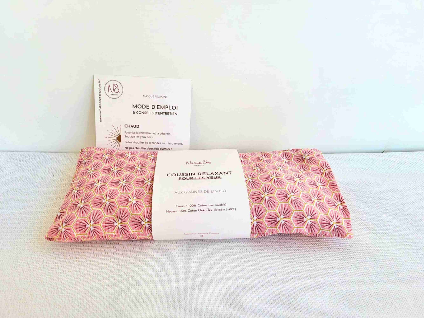 Lavendel Augenkissen pink aus Bio-Leinsamen 25x12 cm abziehbar - Dianas Klosterlädchen