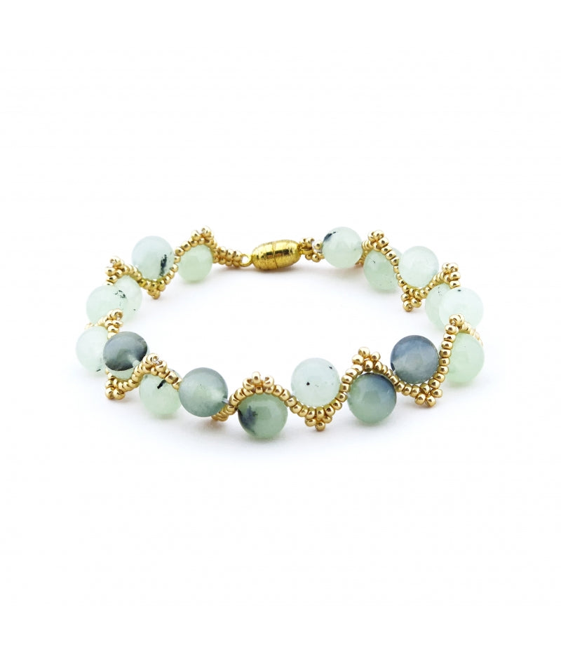 LEBENSKRAFT - Armband grüner Granat gold mit Karabinerhaken - Dianas Klosterlädchen