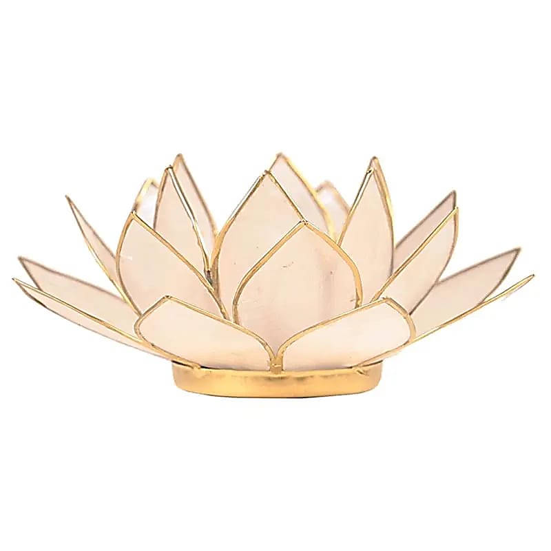 Lotus Teelichthalter natur goldfarbig 13,5 - Dianas Klosterlädchen