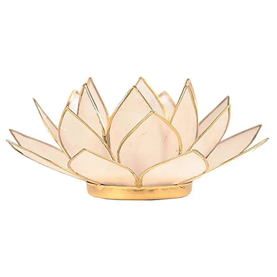Lotus Teelichthalter natur goldfarbig 13,5 - Dianas Klosterlädchen