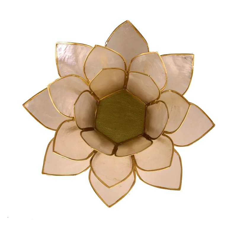 Lotus Teelichthalter natur goldfarbig 13,5 - Dianas Klosterlädchen
