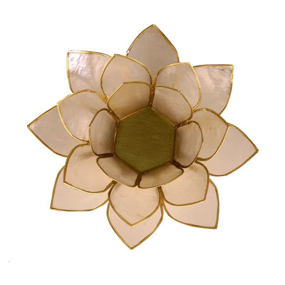 Lotus Teelichthalter natur goldfarbig 13,5 - Dianas Klosterlädchen