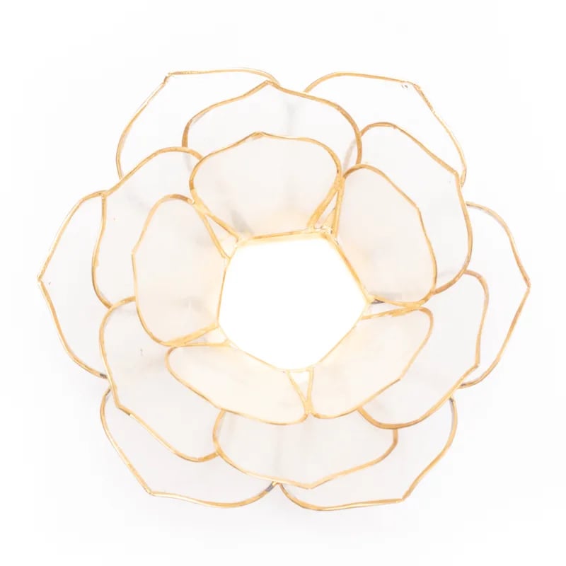 Lotus Teelichthalter natur mit Goldrand 13,5 - niedrig - Dianas Klosterlädchen