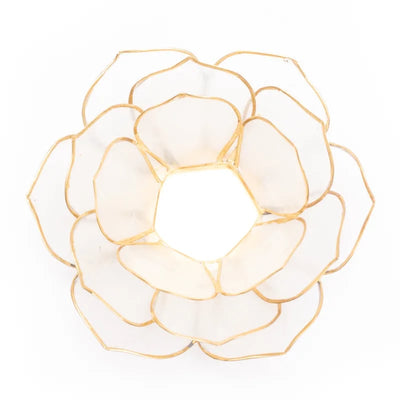 Lotus Teelichthalter natur mit Goldrand 13,5 - niedrig - Dianas Klosterlädchen