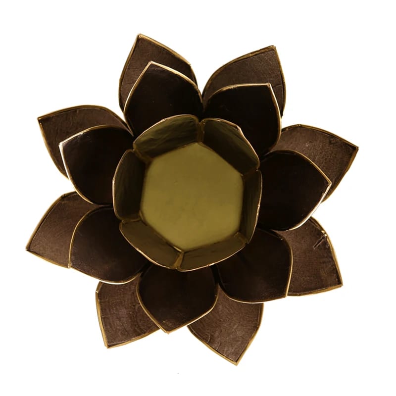 Lotus Teelichthalter schwarz goldfarbig 13,5 cm - Dianas Klosterlädchen