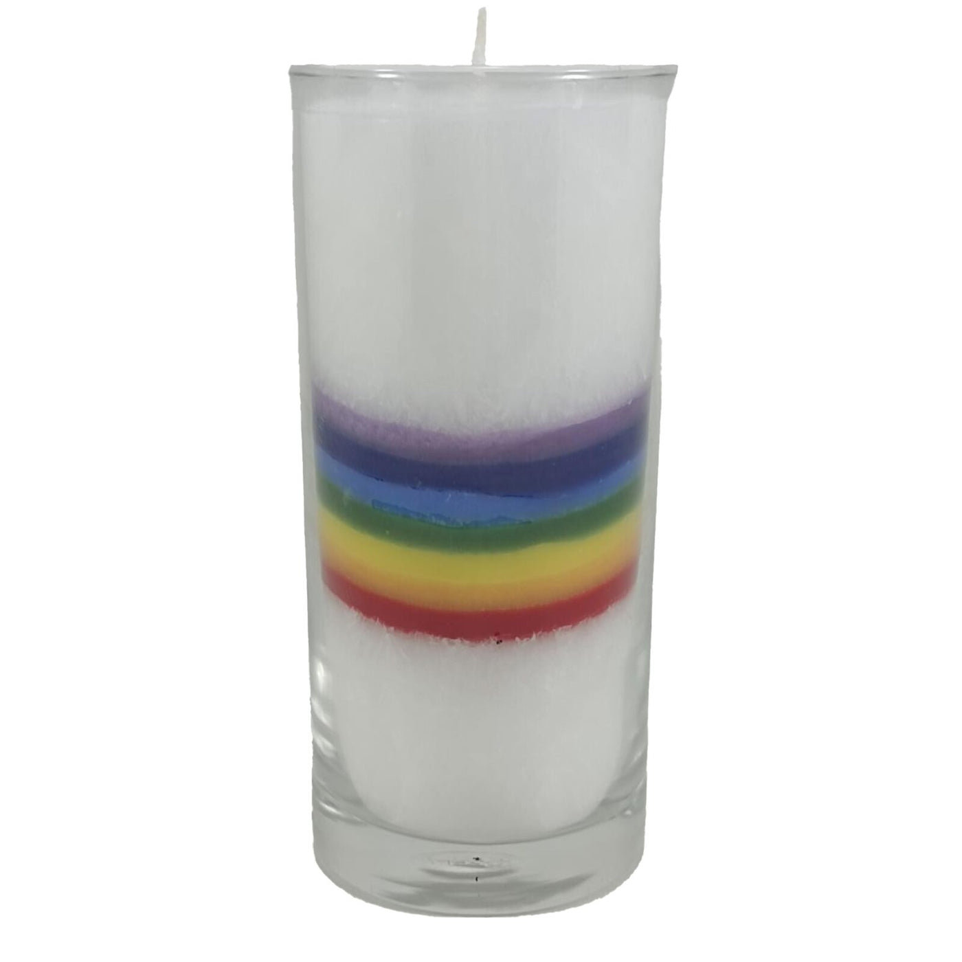 Magische Kerze weiss Chakra Bogen (multicolor) - Dianas Klosterlädchen