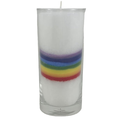 Magische Kerze weiss Chakra Bogen (multicolor) - Dianas Klosterlädchen