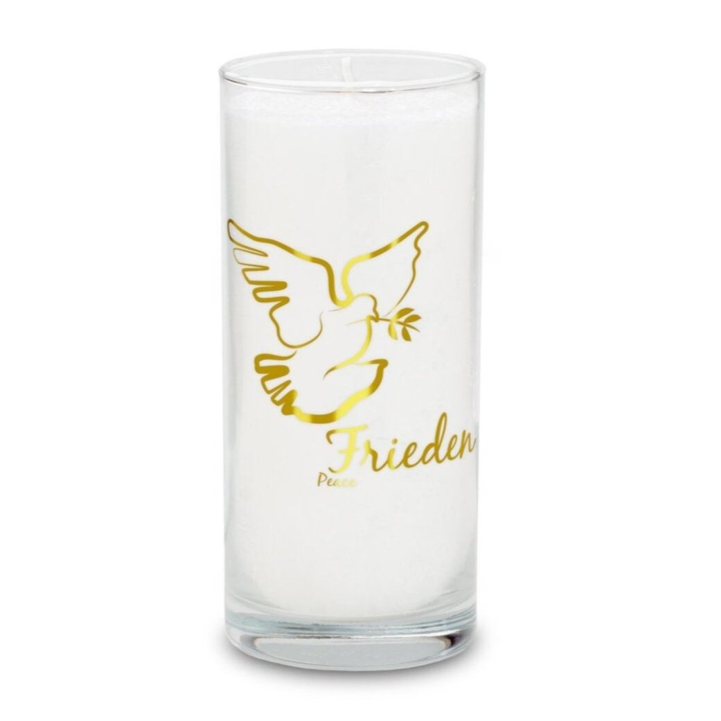 Magische Kerze weiss Friedenstaube - Dianas Klosterlädchen