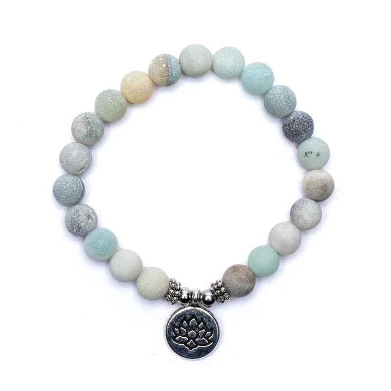 Mala/Armband Amazonit - elastisch - mit Lotus - Dianas Klosterlädchen