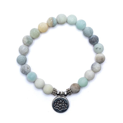 Mala/Armband Amazonit - elastisch - mit Lotus - Dianas Klosterlädchen
