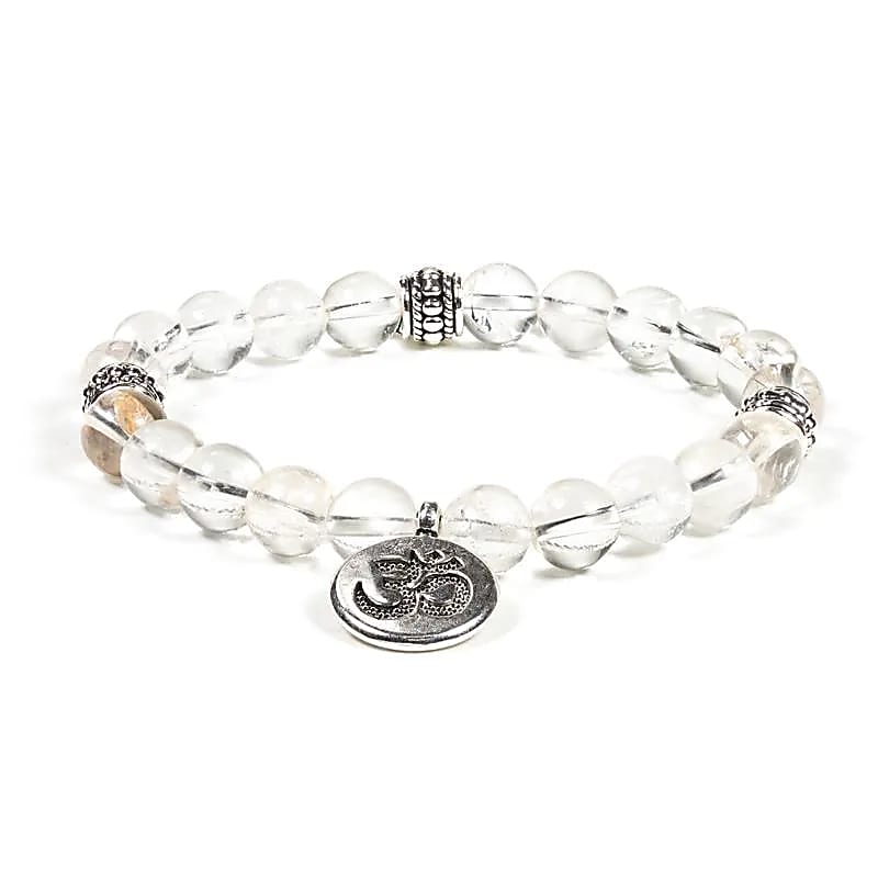 Mala/Armband Bergkristall elastisch mit Om - Dianas Klosterlädchen