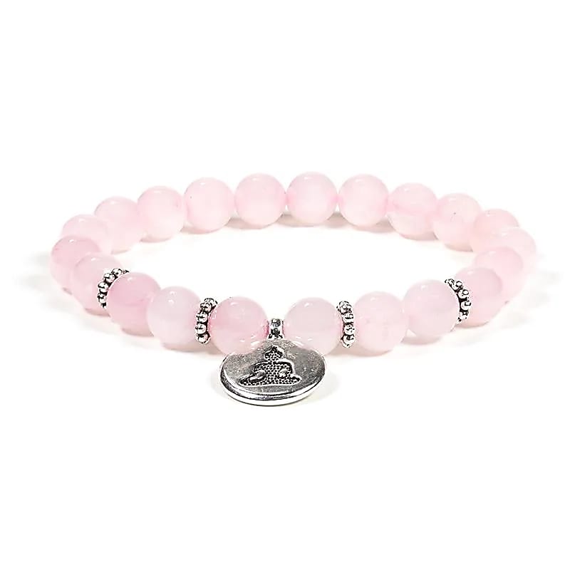 Mala Armband Rosenquarz elastisch mit Buddha - Dianas Klosterlädchen