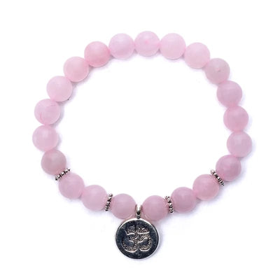 Mala-Armband Rosenquarz - elastisch - mit Ohm - Dianas Klosterlädchen