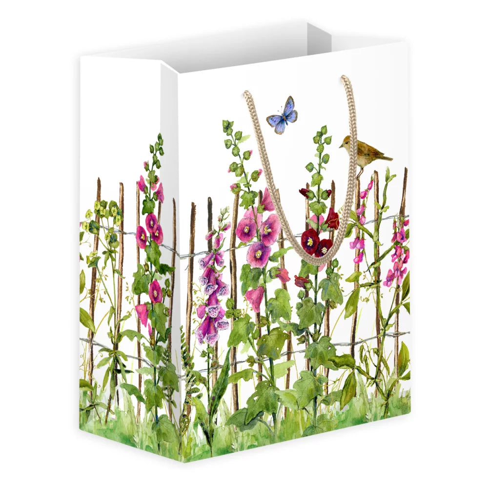 Mittlere Geschenktasche Stockrosen